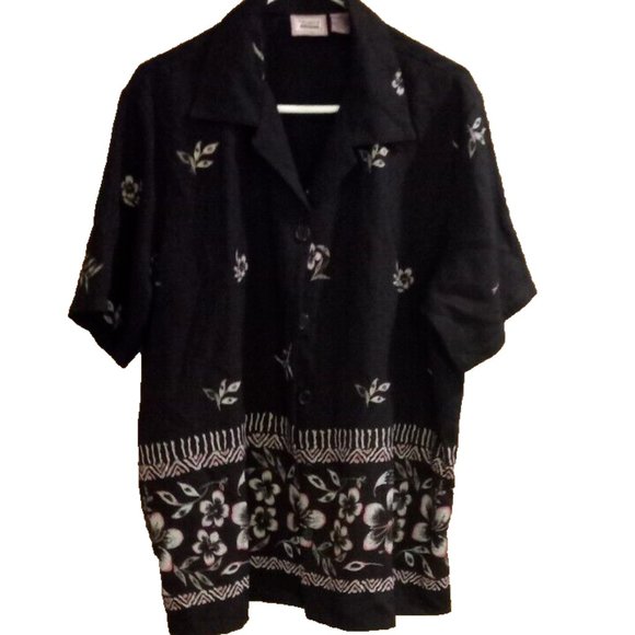 Premier International Plus Size Womans Shirt size 22 black blouse button front - Picture 1 of 3